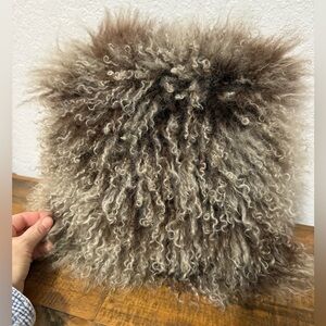 Mongolian Lamb Fur Pillow Cushion 13x13 inches so beautiful excellent condition